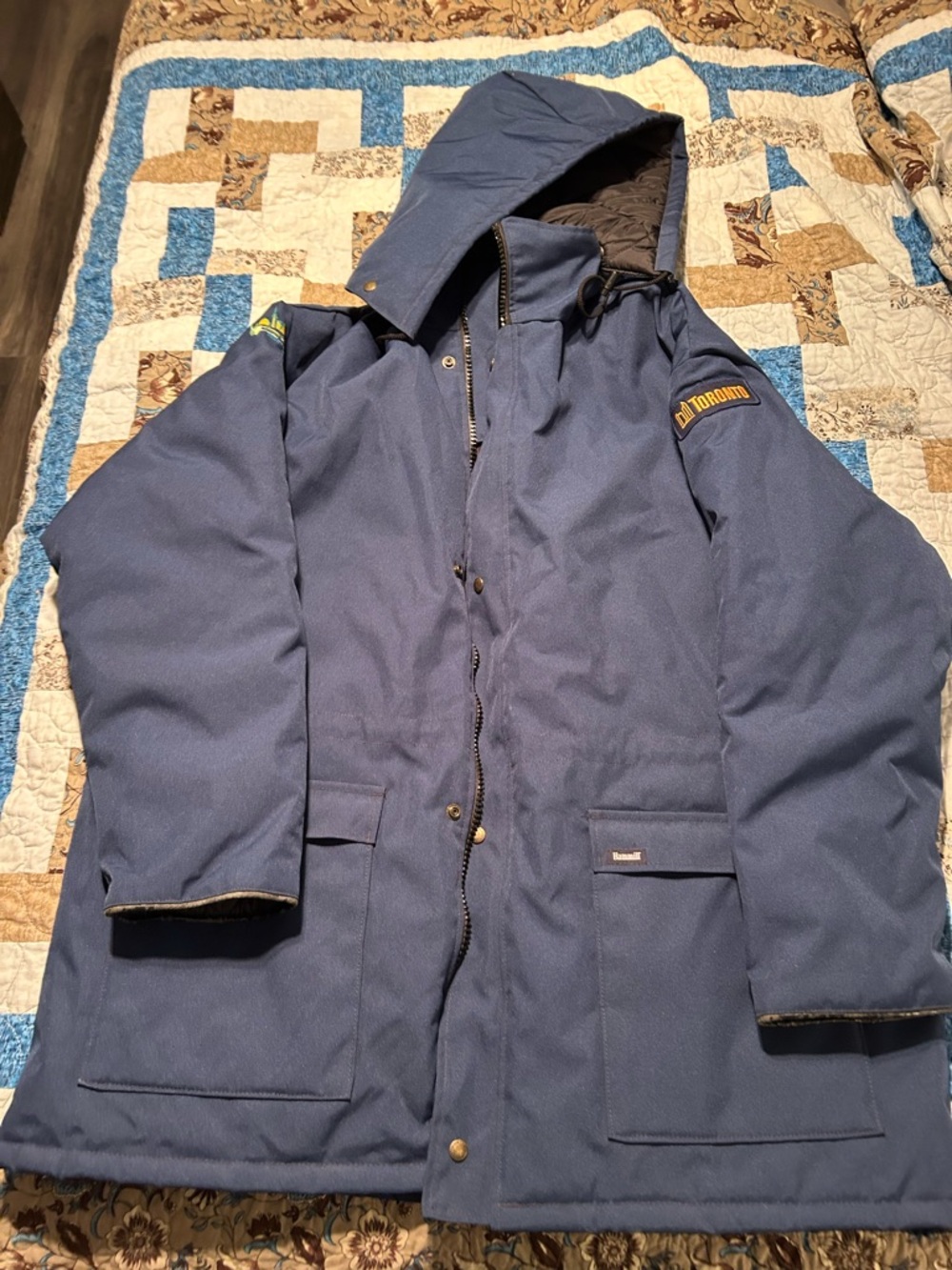 Men's Navy Blue Hooded Winter Coat